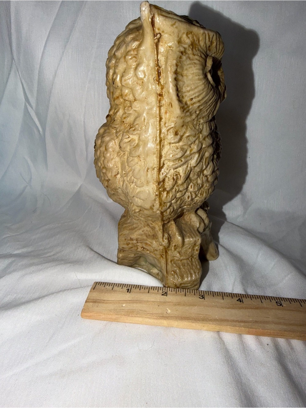 Vintage Resin Owl Figurine Mother & Owlet Mother on Branch Figurine Yellow Eyes - Picture 7 of 9